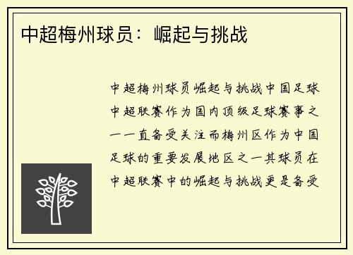 中超梅州球员：崛起与挑战